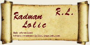 Radman Lolić vizit kartica